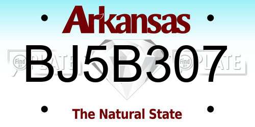 BJ5B307 Arkansas License Plate