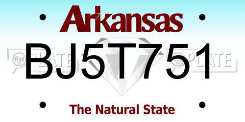 BJ5T751 Arkansas License Plate
