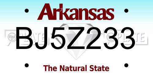 BJ5Z233 Arkansas License Plate