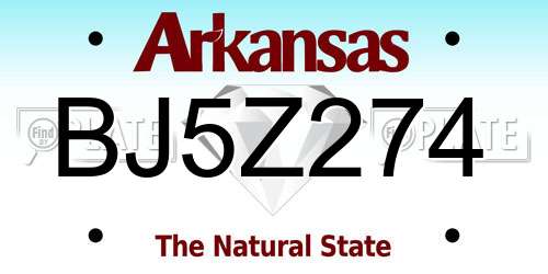 BJ5Z274 Arkansas License Plate