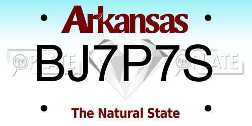 BJ7P7S Arkansas License Plate