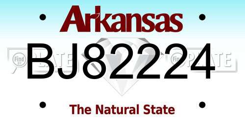 BJ82224 Arkansas License Plate