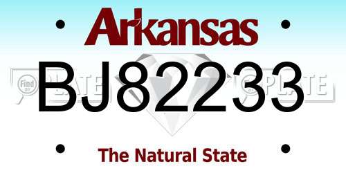 BJ82233 Arkansas License Plate