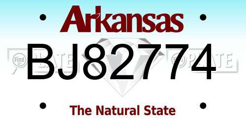 BJ82774 Arkansas License Plate