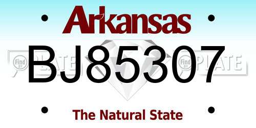 BJ85307 Arkansas License Plate
