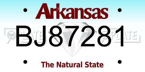 BJ87281 Arkansas License Plate