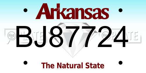 BJ87724 Arkansas License Plate