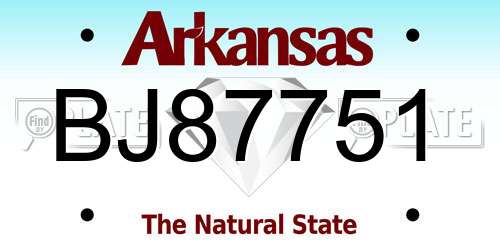 BJ87751 Arkansas License Plate