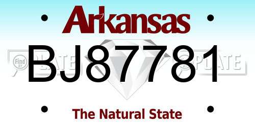 BJ87781 Arkansas License Plate