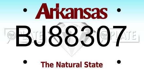 BJ88307 Arkansas License Plate