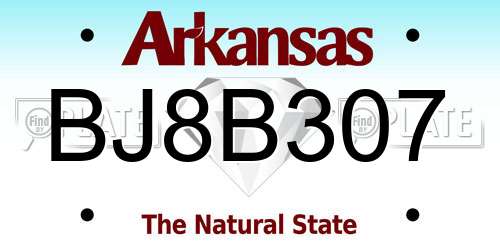 BJ8B307 Arkansas License Plate