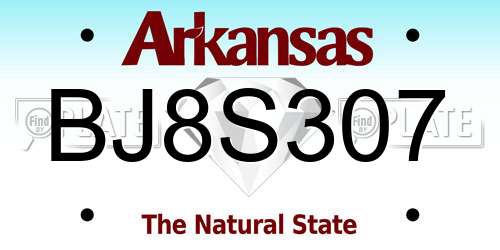 BJ8S307 Arkansas License Plate