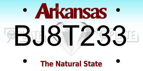 BJ8T233 Arkansas License Plate