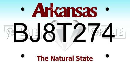 BJ8T274 Arkansas License Plate