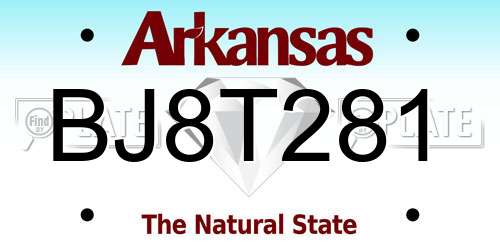 BJ8T281 Arkansas License Plate