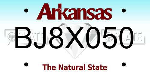 BJ8X050 Arkansas License Plate