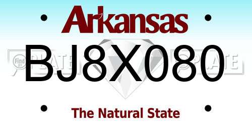 BJ8X080 Arkansas License Plate