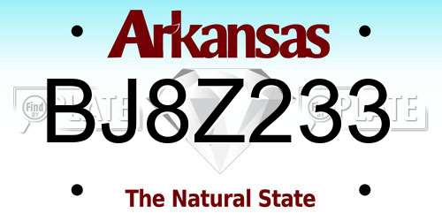 BJ8Z233 Arkansas License Plate