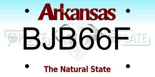 BJB66F Arkansas License Plate