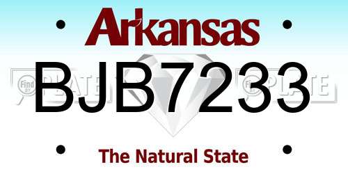 BJB7233 Arkansas License Plate