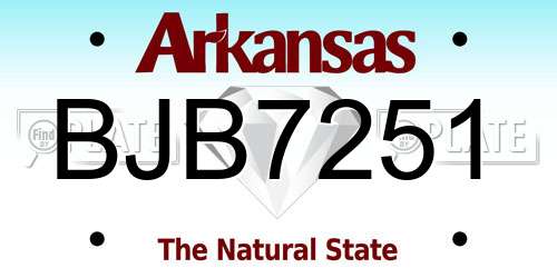 BJB7251 Arkansas License Plate