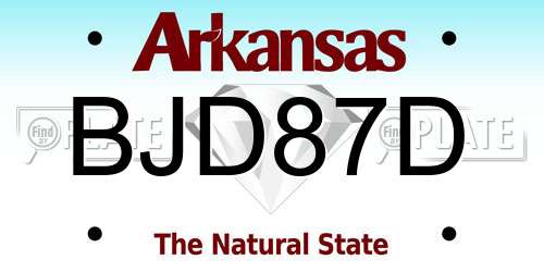 BJD87D Arkansas License Plate
