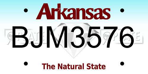 BJM3576 Arkansas License Plate