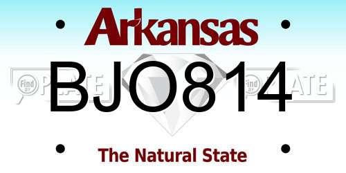 BJO814 Arkansas License Plate