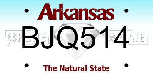 BJQ514 Arkansas License Plate