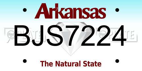 BJS7224 Arkansas License Plate