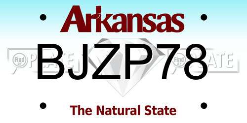 BJZP78 Arkansas License Plate
