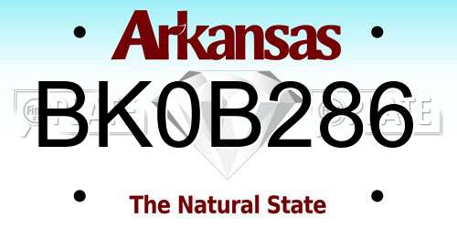 BK0B286 Arkansas License Plate