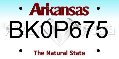 BK0P675 Arkansas License Plate