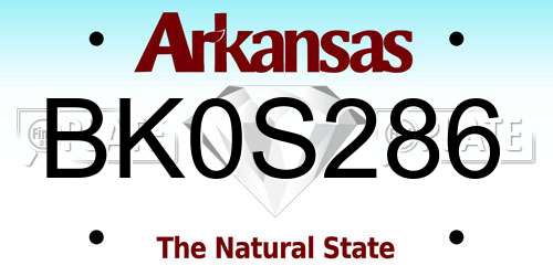 BK0S286 Arkansas License Plate