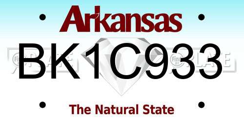 BK1C933 Arkansas License Plate