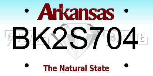 BK2S704 Arkansas License Plate