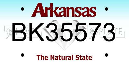 BK35573 Arkansas License Plate