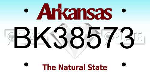 BK38573 Arkansas License Plate