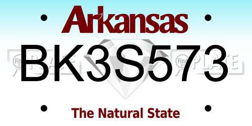 BK3S573 Arkansas License Plate