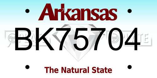 BK75704 Arkansas License Plate