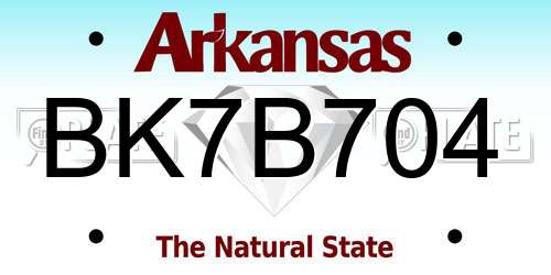 BK7B704 Arkansas License Plate