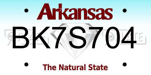 BK7S704 Arkansas License Plate