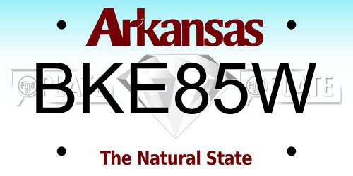 BKE85W Arkansas License Plate