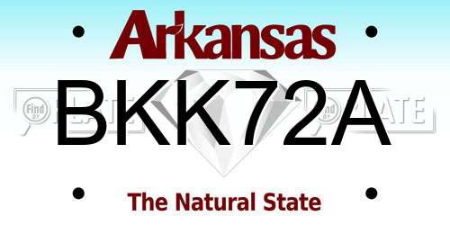 BKK72A Arkansas License Plate