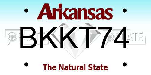 BKKT74 Arkansas License Plate