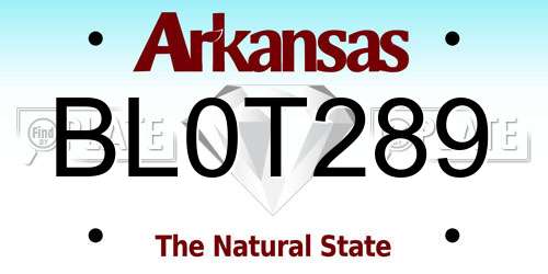 BL0T289 Arkansas License Plate