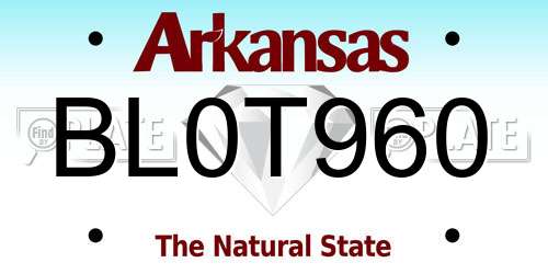 BL0T960 Arkansas License Plate