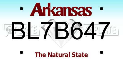 BL7B647 Arkansas License Plate