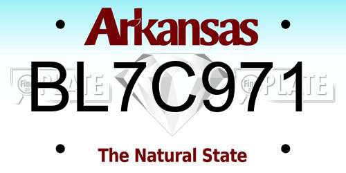 BL7C971 Arkansas License Plate