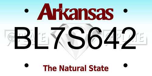 BL7S642 Arkansas License Plate